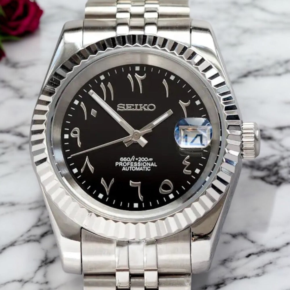 SEIKO MOD ARABISCHES ZIFFERBLATT | SCHWARZ